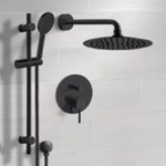 Remer SFR93 Matte Black Shower Set With Rain Shower Head and Hand Shower